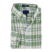 Casual Groen Geruit Linnen Overhemd Gant , Green , Heren