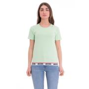 Comfortabel Katoenen Dames T-Shirt Moschino , Green , Dames