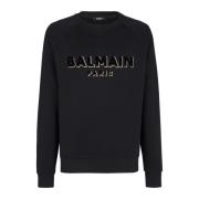 Metallic flock sweatshirt Balmain , Black , Heren