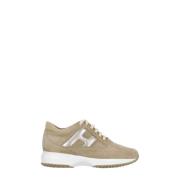 Beige Suède Leren Sneakers Hogan , Beige , Dames