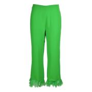 Enkellange broek met struisvogelveren detail Jucca , Green , Dames