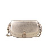 Mila Metallic Leren Schoudertas Michael Kors , Yellow , Dames