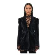 Zwarte fluwelen blazer met pieklapels Roberto Cavalli , Black , Dames