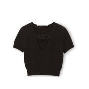 Zwarte V-hals T-shirt met gehaakte kettingdetail Alexander Wang , Blac...
