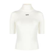 Logo-Print Mock-Neck Sweater Off White , White , Dames