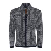 Jacquard Rits Cardigan Skovhuus , Blue , Dames