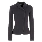 Blauwe Cashmere Jas met Asymmetrische Sluiting Giorgio Armani , Blue ,...