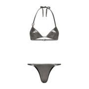 Zilveren Driehoek Bikini Set voor Vrouwen Dolce & Gabbana , Gray , Dam...