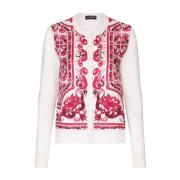 Zijden Cardigan met Twill Inzetstukken Dolce & Gabbana , Pink , Dames