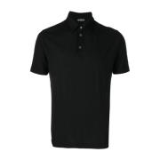 Zwart Polo Shirt met 3-Knoopsluiting Zanone , Black , Heren