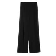 Wijde Zwarte Broek met Satijnen Zijstrepen Max Mara , Black , Dames