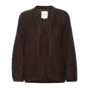 Gebreide cardigan met pofmouwen Part Two , Brown , Dames