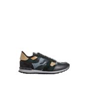 Studded Leather Sneakers Valentino , Black , Heren