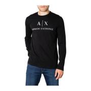 Lange Mouw Katoenen T-Shirt Armani Exchange , Black , Heren