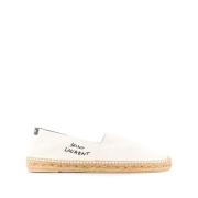 Beige Platte Schoenen met Geborduurd Logo Saint Laurent , Beige , Here...