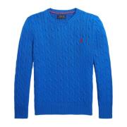 Gevlochten Crew Neck Sweaters Polo Ralph Lauren , Blue , Dames