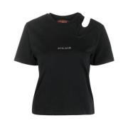Zwarte katoenen T-shirt met uitsnijding Ottolinger , Black , Dames