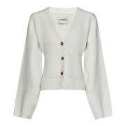 Witte Kasjmier Trui met V-Hals en Zakken Khaite , White , Dames