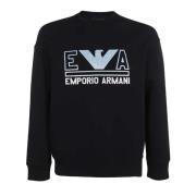 Navyblauwe Dubbel Jersey Sweatshirt met Logo Emporio Armani , Blue , H...