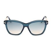 Turquoise zonnebril met blauw/bruin verloopglas Tom Ford , Blue , Dame...