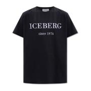 Logo T-shirt Iceberg , Black , Heren