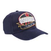 Donkerblauwe Dquared2 Patch Baseball Cap Dsquared2 , Blue , Heren