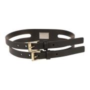 Luxe Leren Logo Riem Dolce & Gabbana , Black , Dames