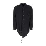 Oversized Slate Stretch Cupro Shirt Magliano , Black , Heren