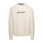 Witte Logo Sweaters Palm Angels , White , Heren