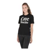 Zwart Katoenen T-Shirt Love Moschino , Black , Dames