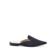 Donkerblauwe Leren Slippers 19v69 Italia , Blue , Dames