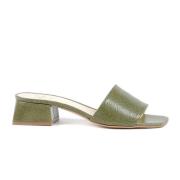 Groene leren sandalen met 4 cm hak 19v69 Italia , Green , Dames