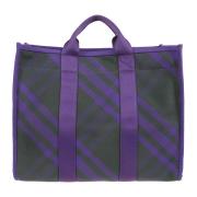 Canvas Check Tote Tas Burberry , Purple , Heren