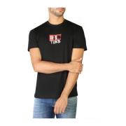 Slim Fit Logo Applique T-shirt Diesel , Black , Heren