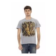 Grijze Katoenen T-Shirt met Frontprint Trussardi , Gray , Heren