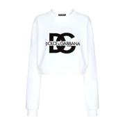 Optisch Witte Crewneck Sweatshirt Dolce & Gabbana , White , Dames