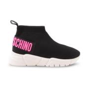 Platform Sneakers met Stretch Schacht Love Moschino , Black , Dames