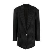 Gebogen Pinstripe Blazer The Attico , Blue , Dames