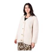 Oversized Teddy Cardigan Vince , White , Dames