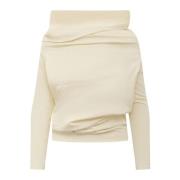 Asymmetrische Lange Mouw Top A.w.a.k.e. Mode , Beige , Dames