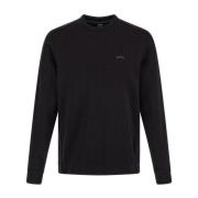 Zwart Rond Hals Sweatshirt met Logo Details Hugo Boss , Black , Heren