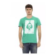 Groen Katoenen T-Shirt met Voorkant Print Trussardi , Green , Heren