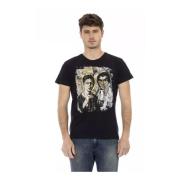 Zwarte katoenen T-shirt met voorkant print Trussardi , Black , Heren