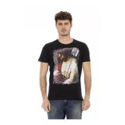 Zwart katoenen T-shirt met voorprint Trussardi , Black , Heren