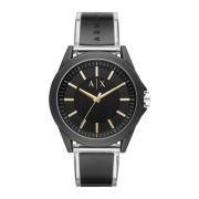 Zwarte Analoge Quartz Horloge met Pin Gesp Sluiting Armani Exchange , ...