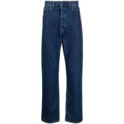 Blauwe Denim Jeans met Logo Patch Carhartt Wip , Blue , Heren