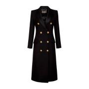 Zwarte dubbelrijige jas voor dames Elisabetta Franchi , Black , Dames