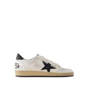 Witte/zwarte leren Ball Star Sneakers Golden Goose , White , Heren