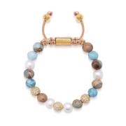 Women's Beaded Bracelet with Pearl, Larimar, Opal and Gold Nialaya , M...