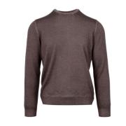 Bruine Crew-Neck Sweater Barba , Brown , Heren